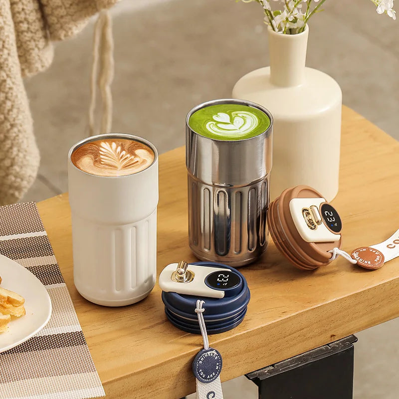 Smart Temperature Display Mug – LED Coffee Cup Stainless Steel Thermos | The Vellure