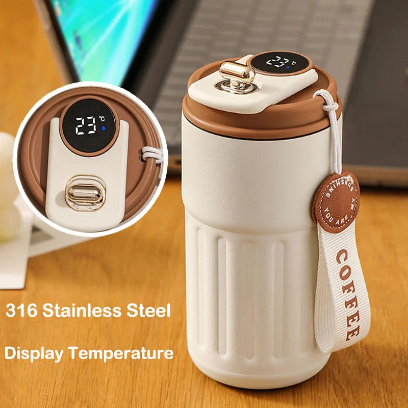 Smart Temperature Display Mug – LED Coffee Cup Stainless Steel Thermos | The Vellure
